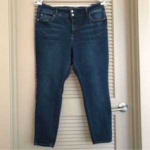 Tahari Blue Ankle Cropped Skinny Jeans Plus Size 18W